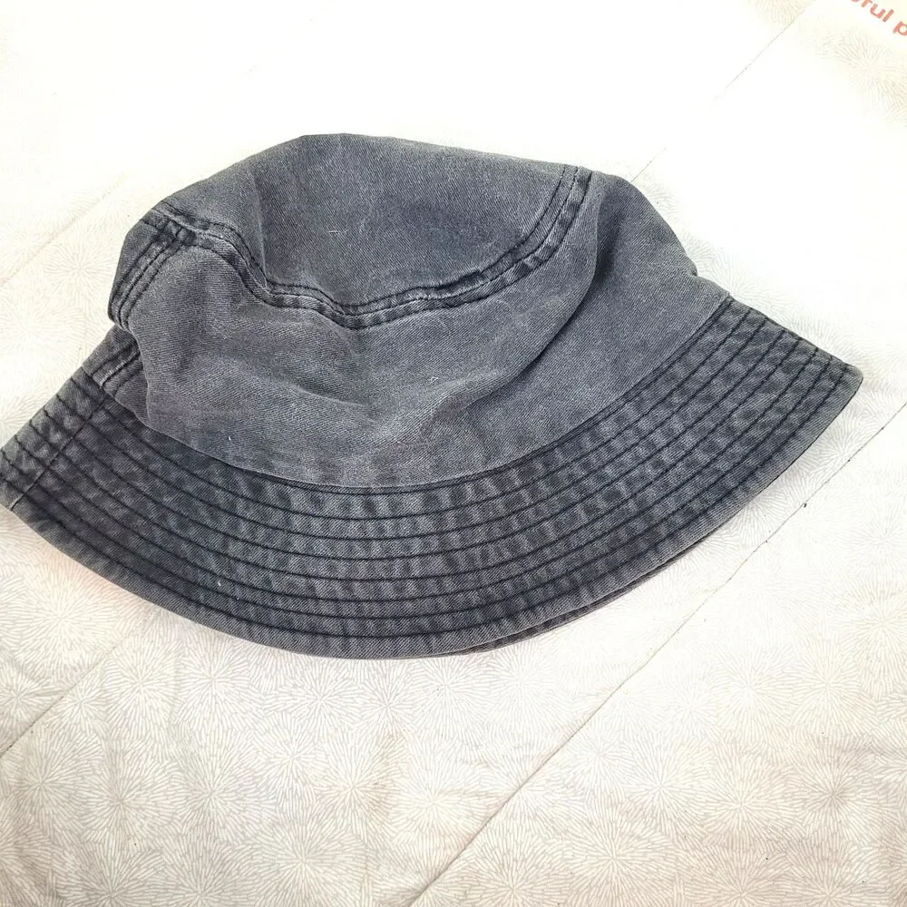 Charcoal Gray Bucket Hat Cap Cotton Fishing Summer  Camping Sporty Beach Casual